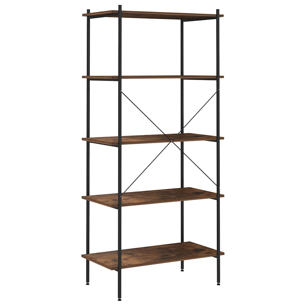 336349 vidaXL 5-Tier Shelving Unit Black and Natural 80x40x163 cm