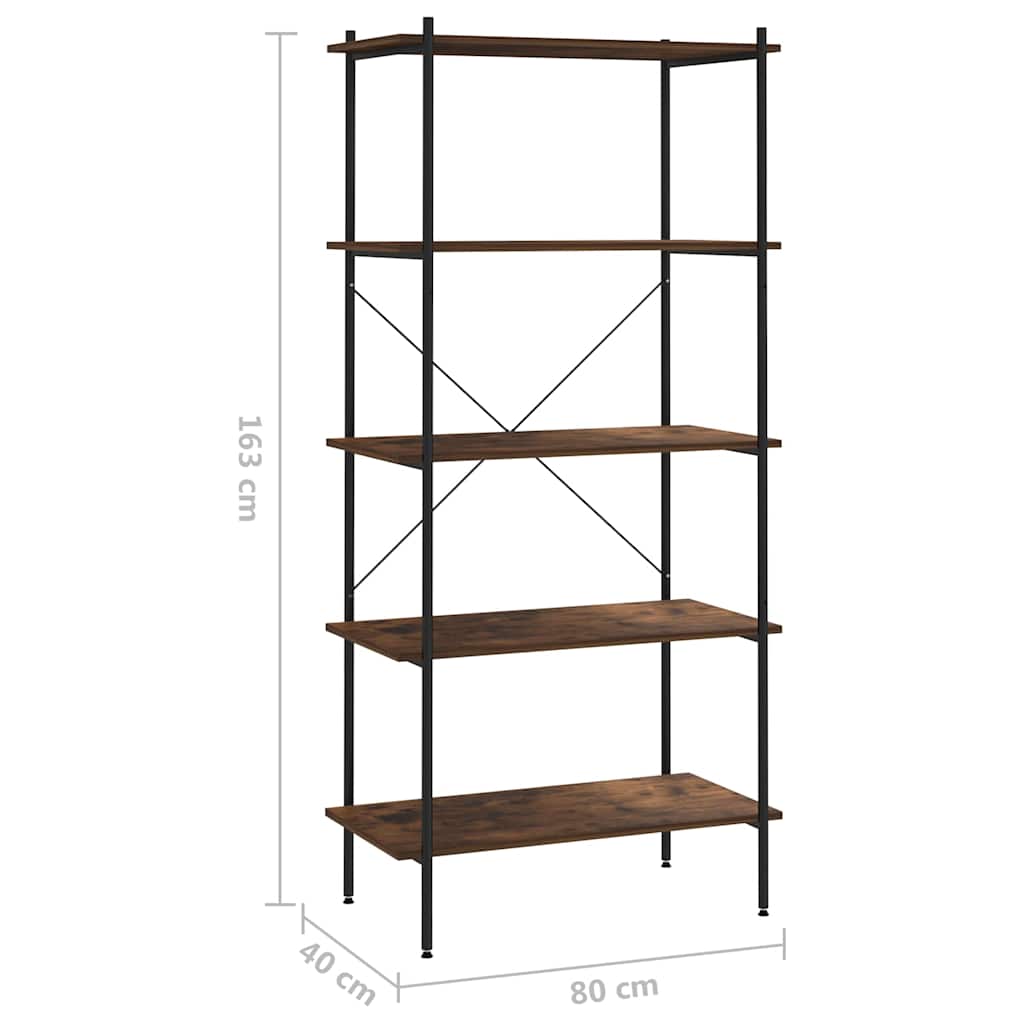 336349 vidaXL 5-Tier Shelving Unit Black and Natural 80x40x163 cm