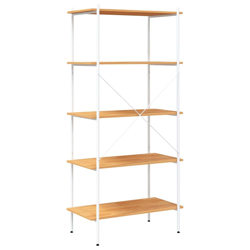 336350 vidaXL 5-Tier Shelving Unit White and Oak 80x40x163 cm