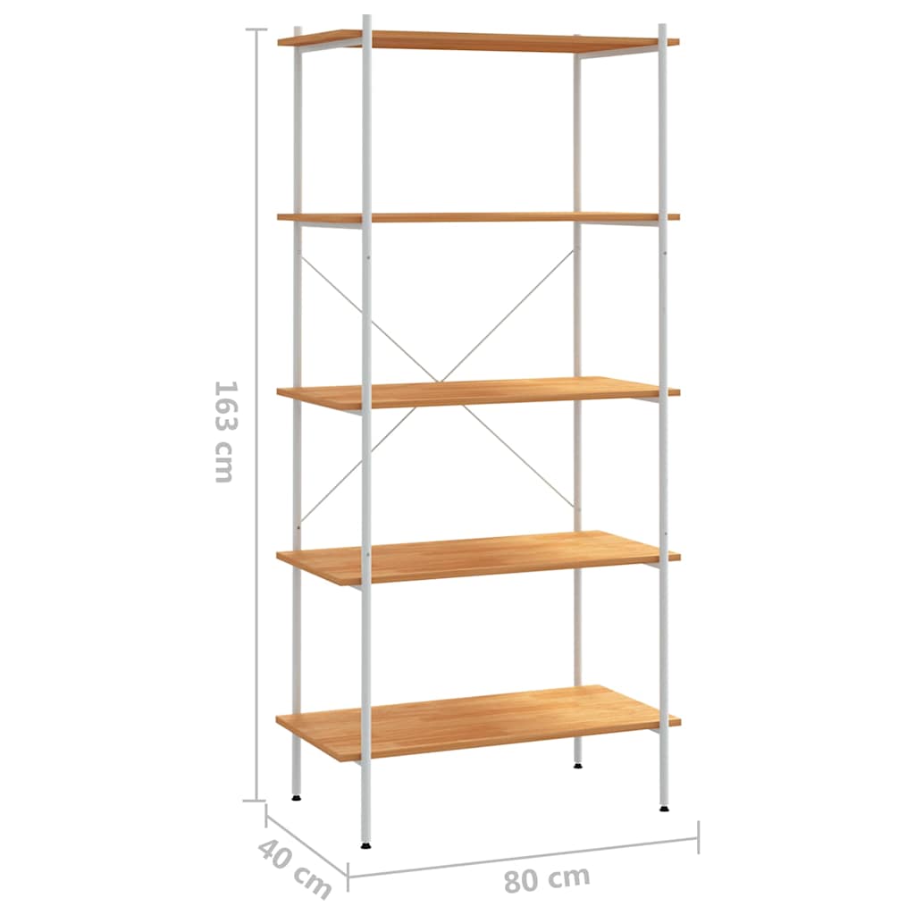 336350 vidaXL 5-Tier Shelving Unit White and Oak 80x40x163 cm