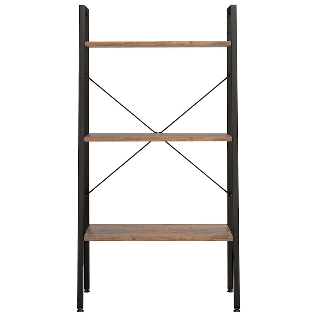 3-Tier Standing Shelf Dark Brown and Black 56x35x108 cm