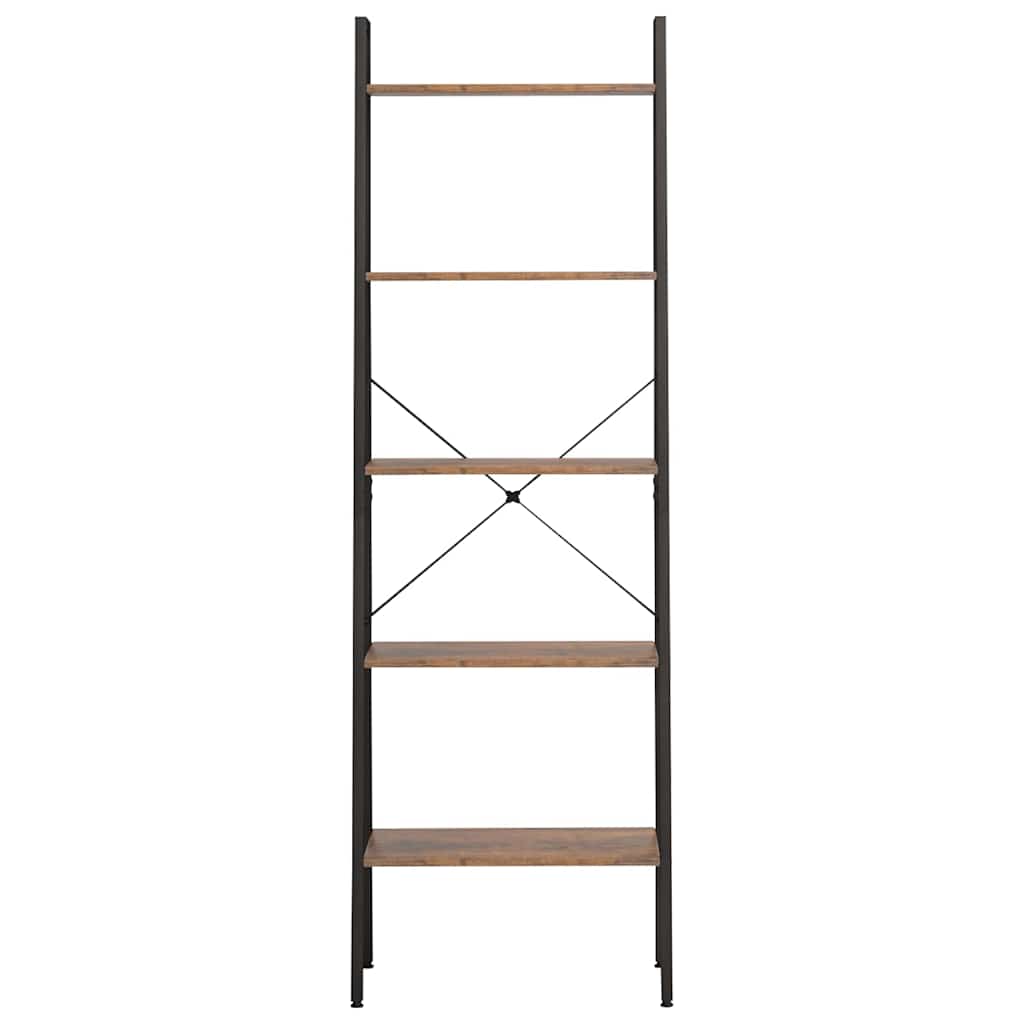 5-Tier Standing Shelf Dark Brown and Black 56x35x174 cm
