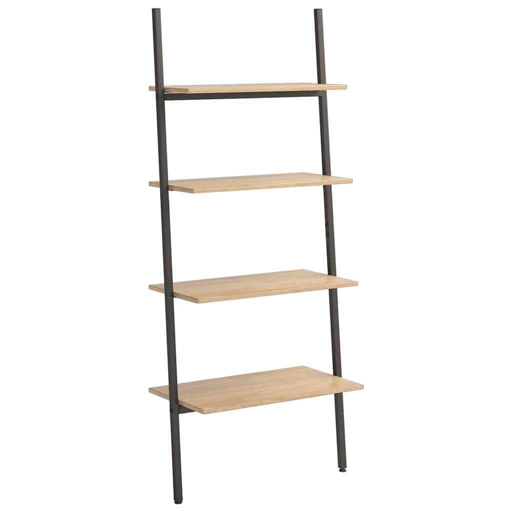 4-Tier Leaning Shelf Light Brown and Black 64x34x150,5 cm