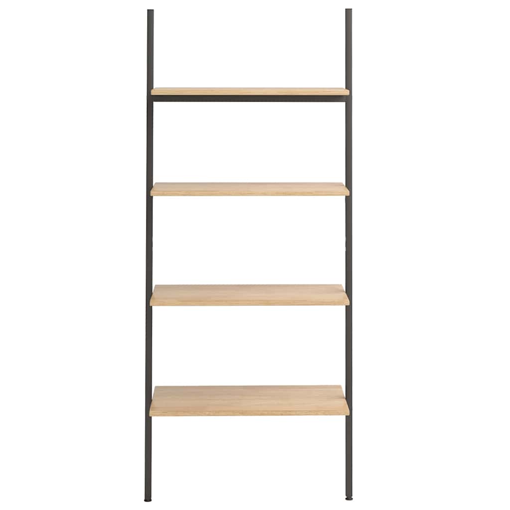 4-Tier Leaning Shelf Light Brown and Black 64x34x150,5 cm