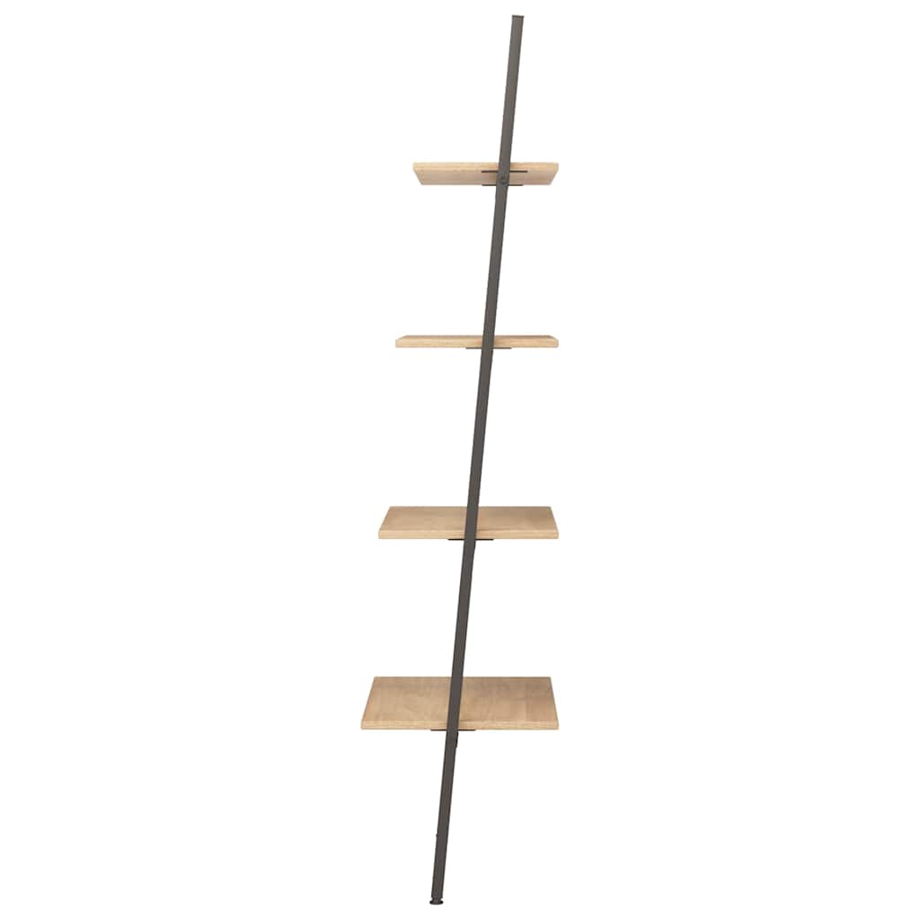4-Tier Leaning Shelf Light Brown and Black 64x34x150,5 cm