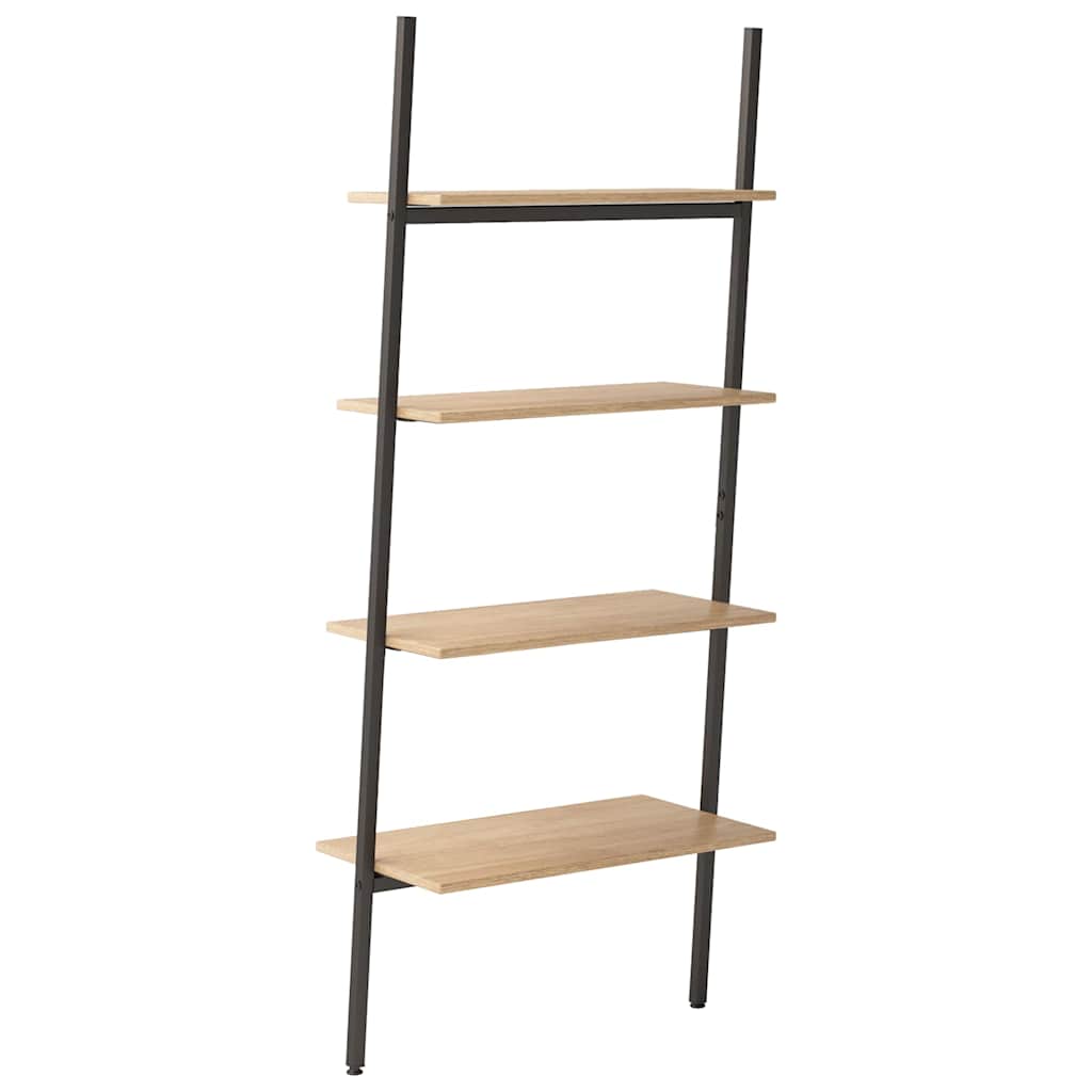 4-Tier Leaning Shelf Light Brown and Black 64x34x150,5 cm