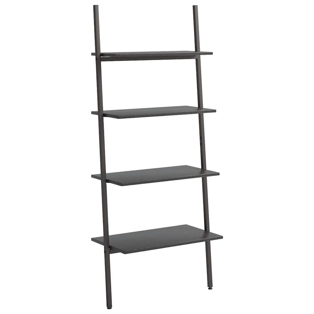 4-Tier Leaning Shelf Black 64x34x150,5 cm