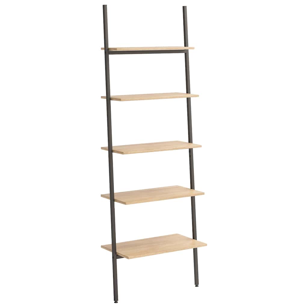 5-Tier Leaning Shelf Light Brown and Black 64x34x185,5 cm