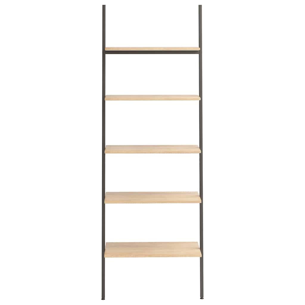 5-Tier Leaning Shelf Light Brown and Black 64x34x185,5 cm