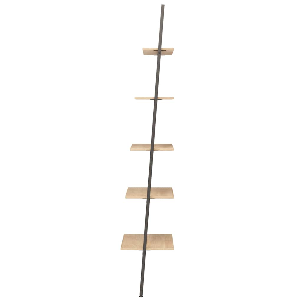5-Tier Leaning Shelf Light Brown and Black 64x34x185,5 cm