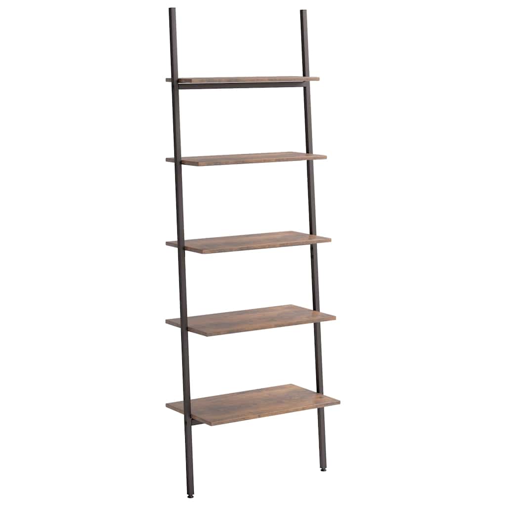 5-Tier Leaning Shelf Dark Brown and Black 64x34x185,5 cm