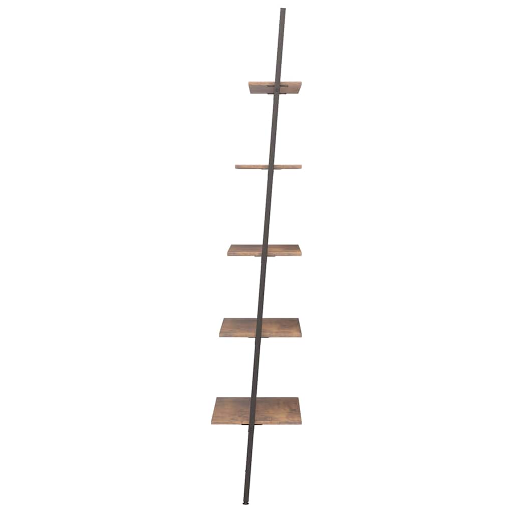 5-Tier Leaning Shelf Dark Brown and Black 64x34x185,5 cm