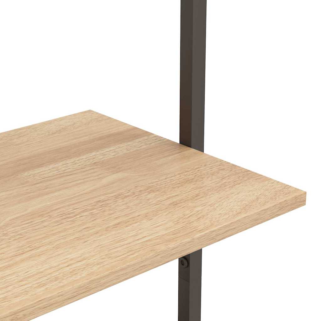 3-Tier Leaning Shelf Light Brown and Black 64x35x120,5 cm