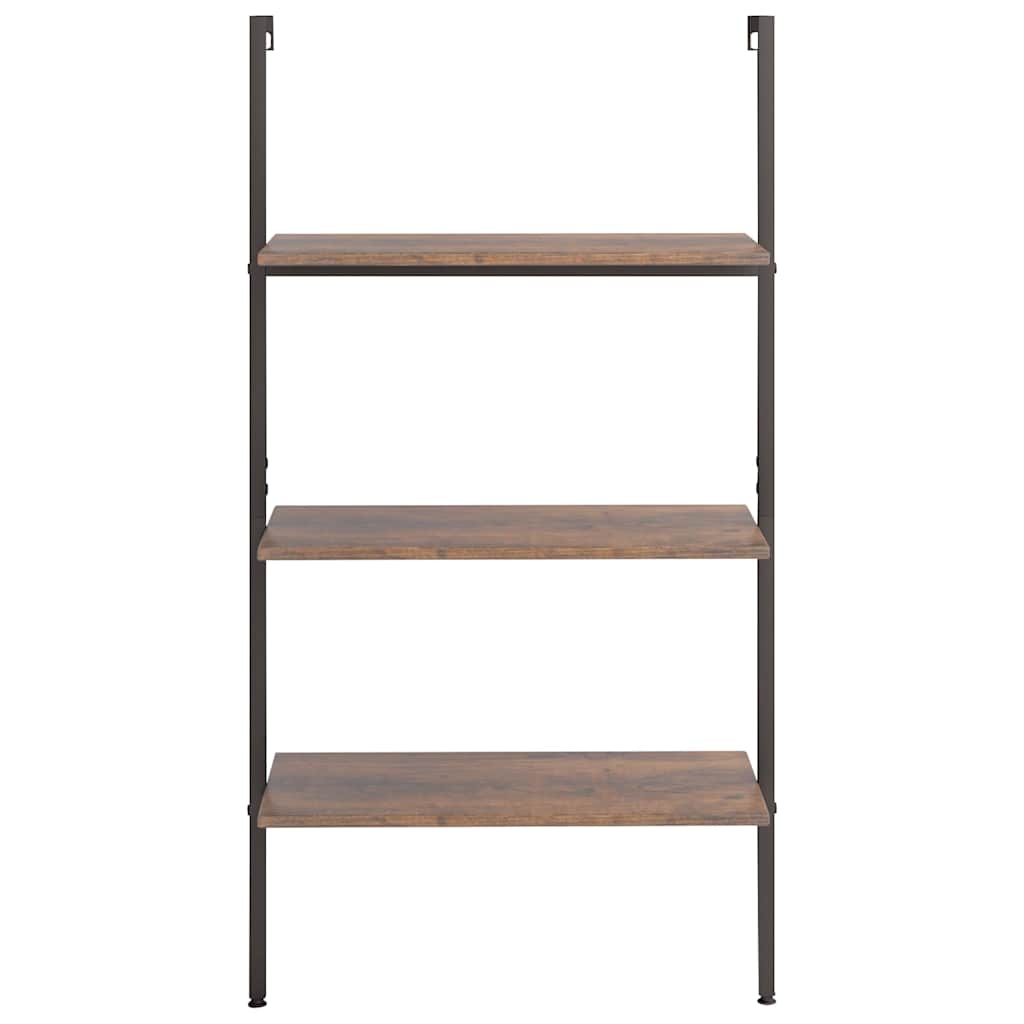 3-Tier Leaning Shelf Dark Brown and Black 64x35x120,5 cm