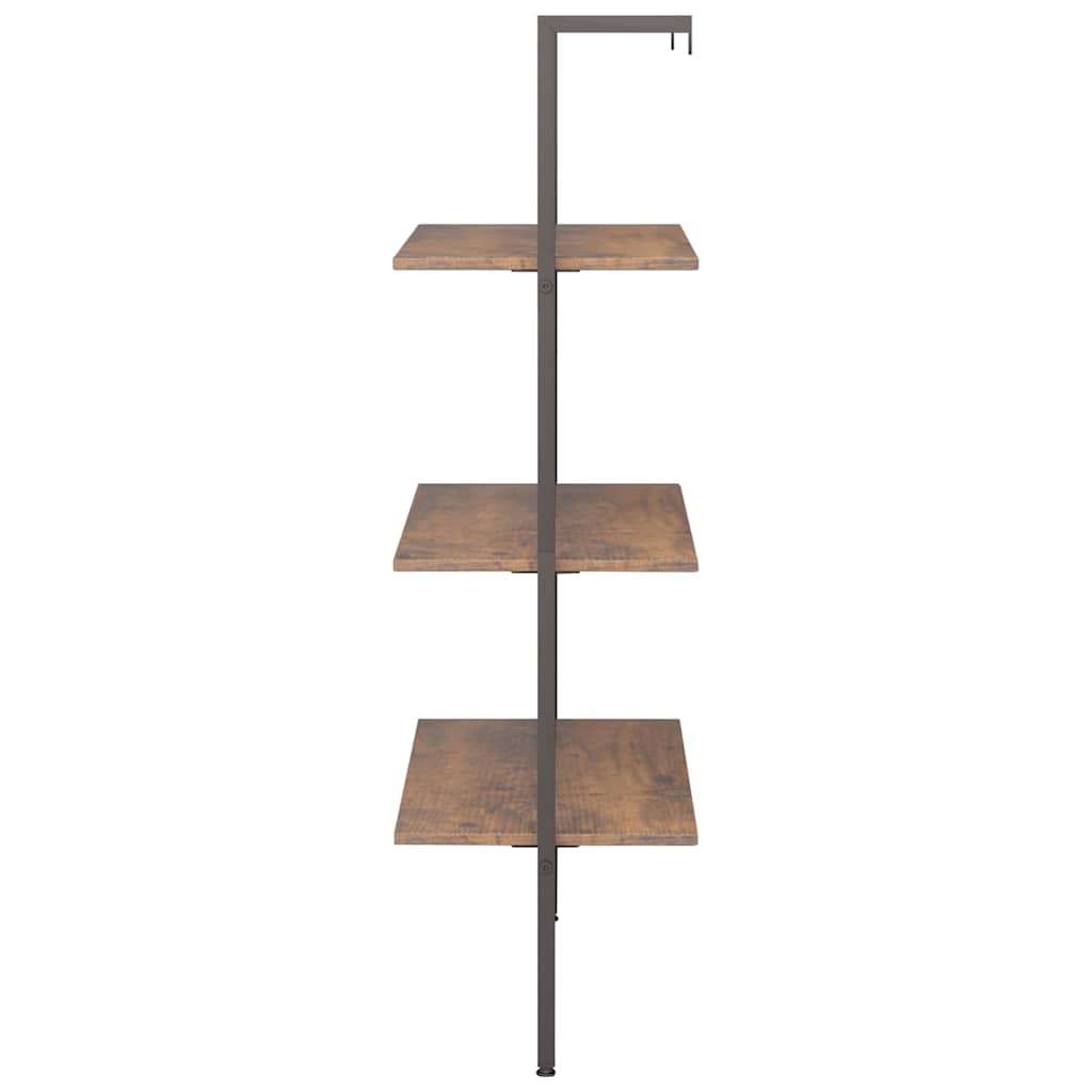 3-Tier Leaning Shelf Dark Brown and Black 64x35x120,5 cm