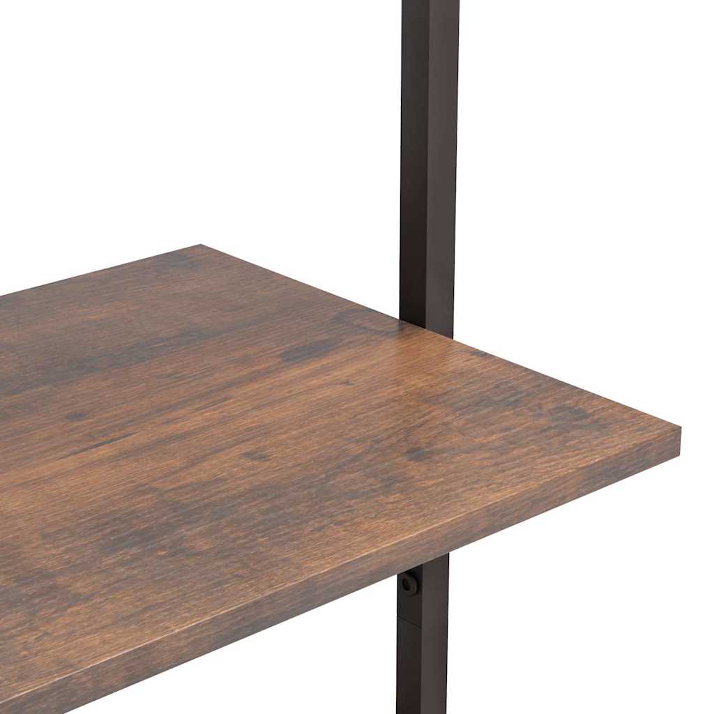 3-Tier Leaning Shelf Dark Brown and Black 64x35x120,5 cm