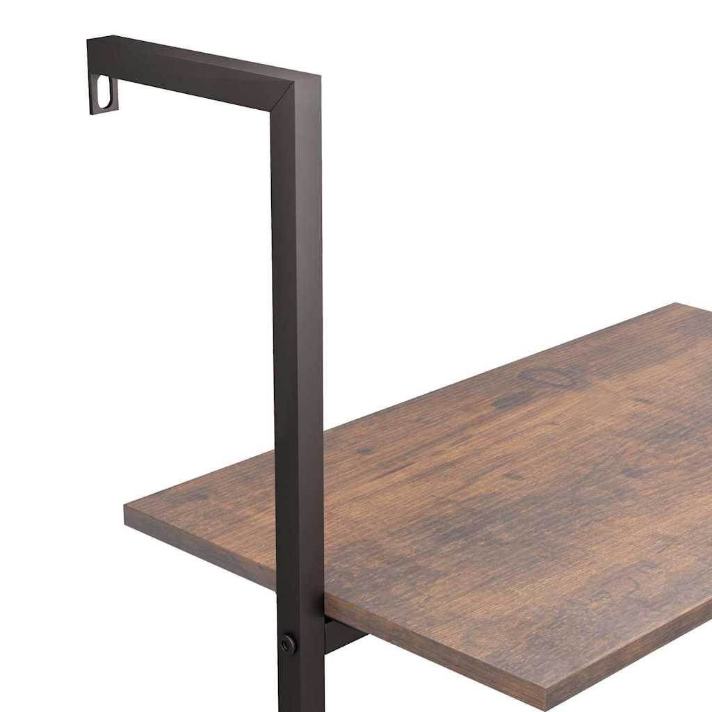 3-Tier Leaning Shelf Dark Brown and Black 64x35x120,5 cm