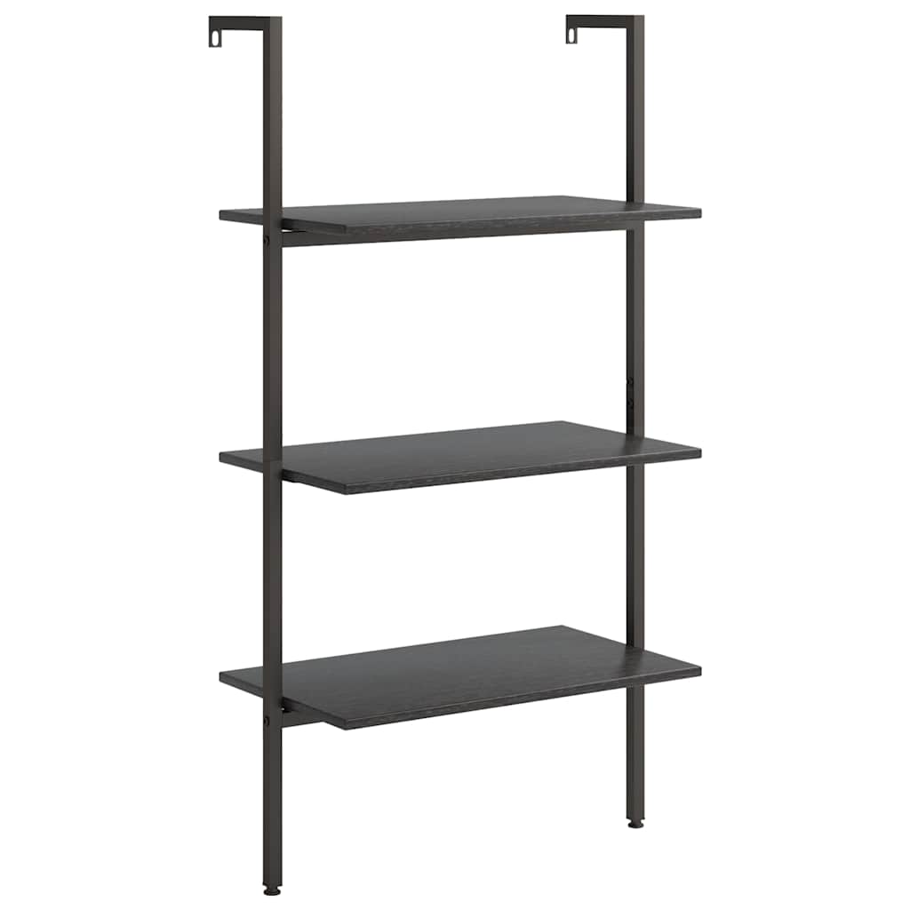 3-Tier Leaning Shelf Black 64x35x120,5 cm