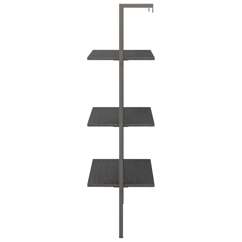 3-Tier Leaning Shelf Black 64x35x120,5 cm