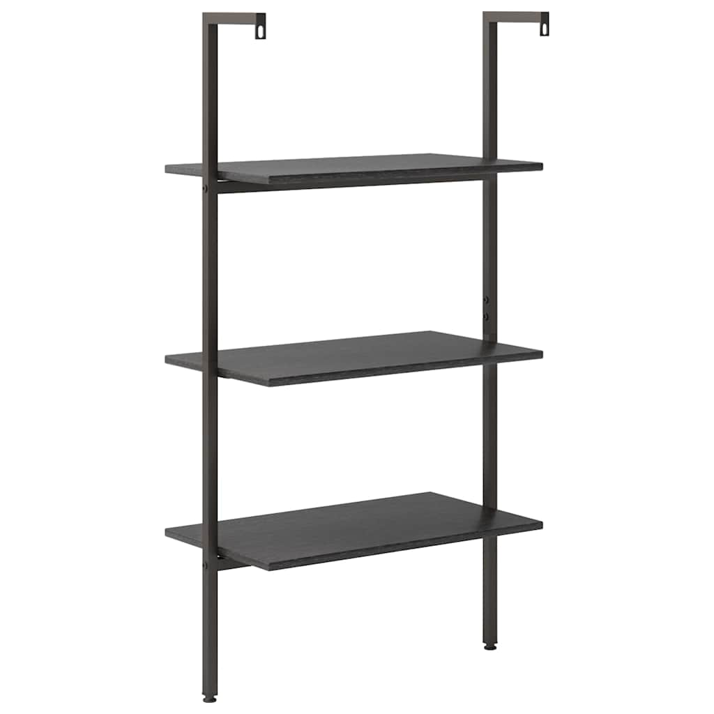 3-Tier Leaning Shelf Black 64x35x120,5 cm