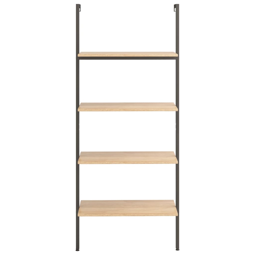 4-Tier Leaning Shelf Light Brown and Black 64x35x152,5 cm