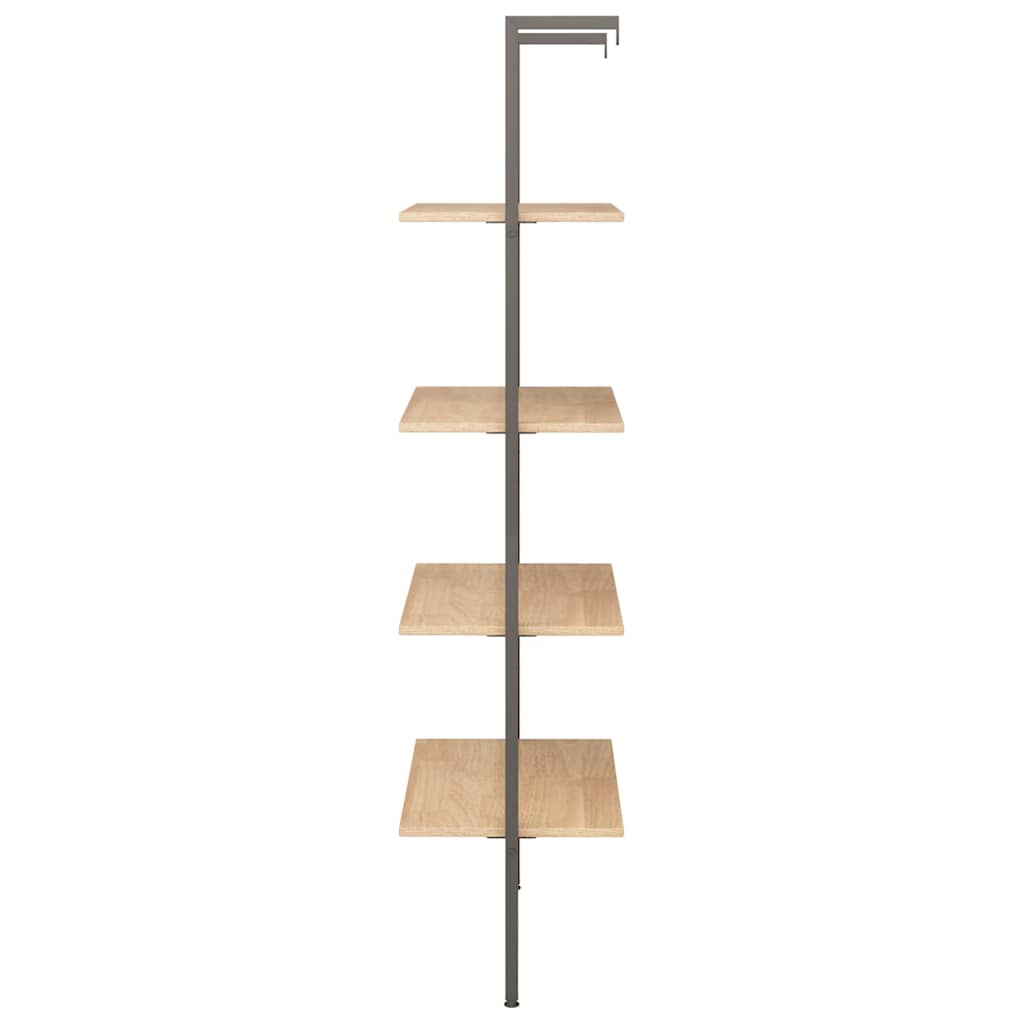 4-Tier Leaning Shelf Light Brown and Black 64x35x152,5 cm