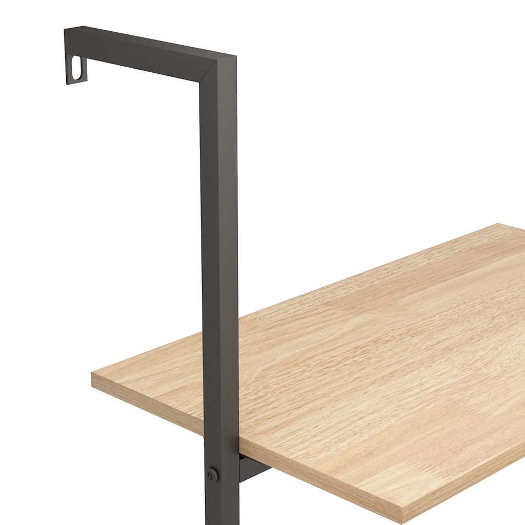 4-Tier Leaning Shelf Light Brown and Black 64x35x152,5 cm