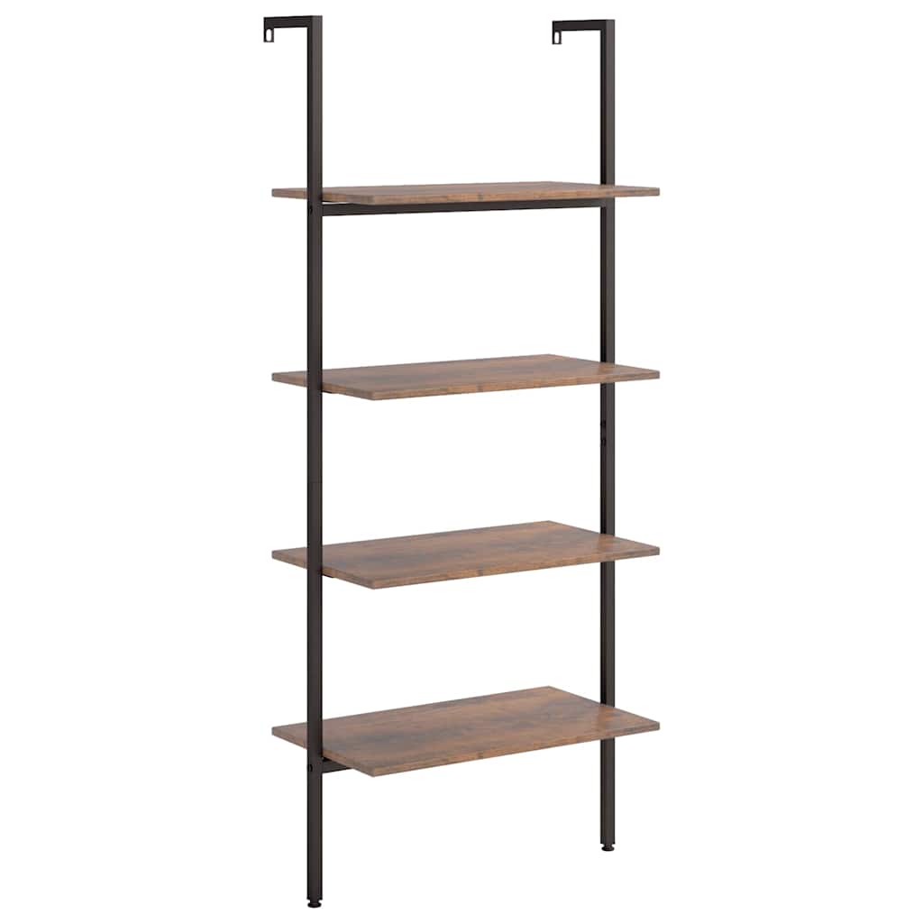 4-Tier Leaning Shelf Dark Brown and Black 64x35x152,5 cm