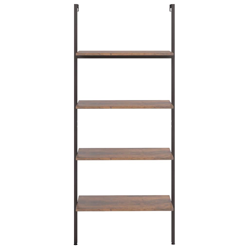 4-Tier Leaning Shelf Dark Brown and Black 64x35x152,5 cm