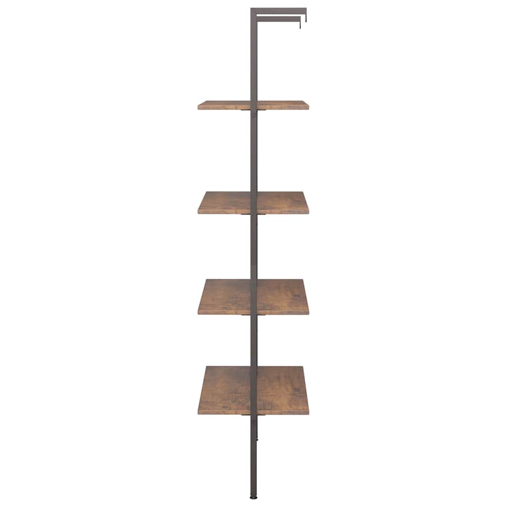 4-Tier Leaning Shelf Dark Brown and Black 64x35x152,5 cm