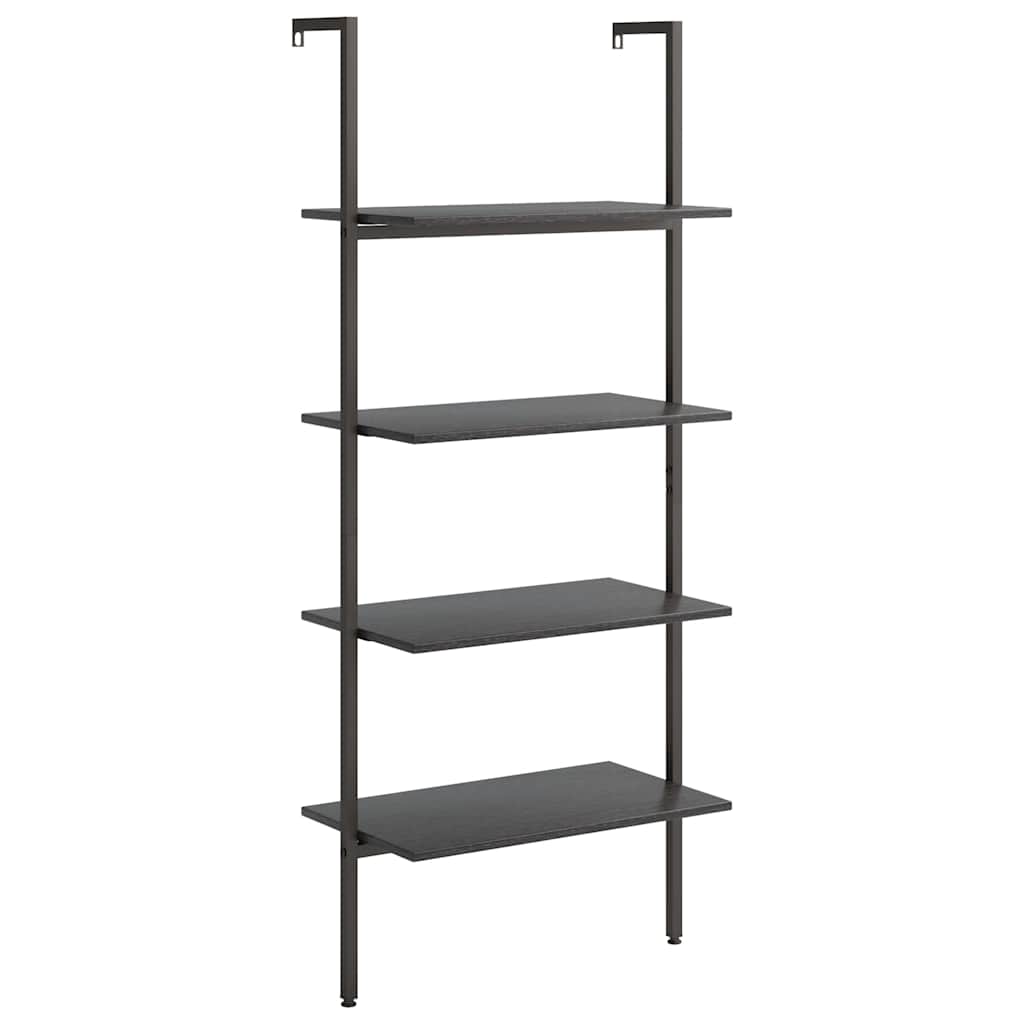 4-Tier Leaning Shelf Black 64x35x152,5 cm