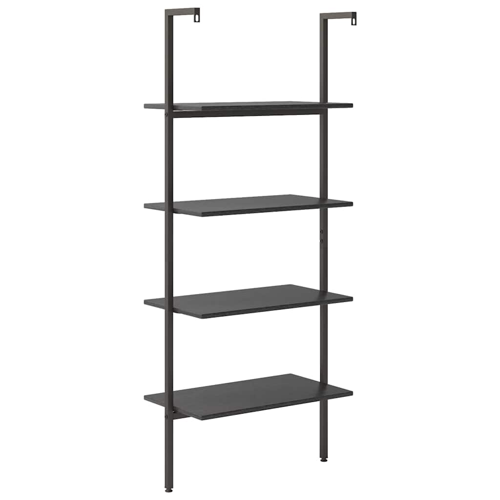 4-Tier Leaning Shelf Black 64x35x152,5 cm