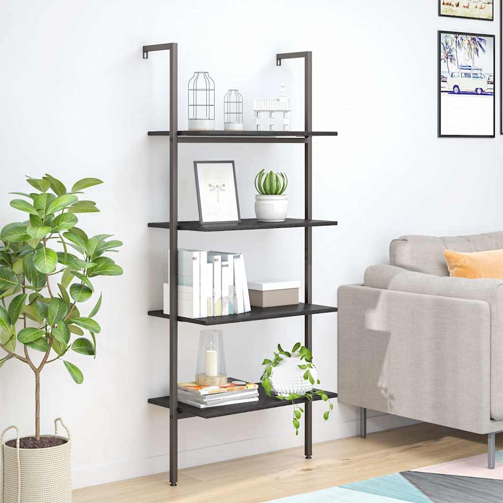 4-Tier Leaning Shelf Black 64x35x152,5 cm