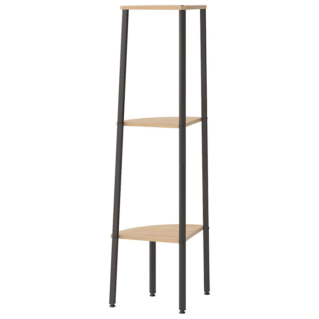 336388 vidaXL 3-Tier Corner Shelf Light Brown and Black 45,5x31,5x120 cm
