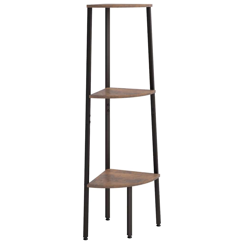 3-Tier Corner Shelf Dark Brown and Black 45,5x31,5x120 cm