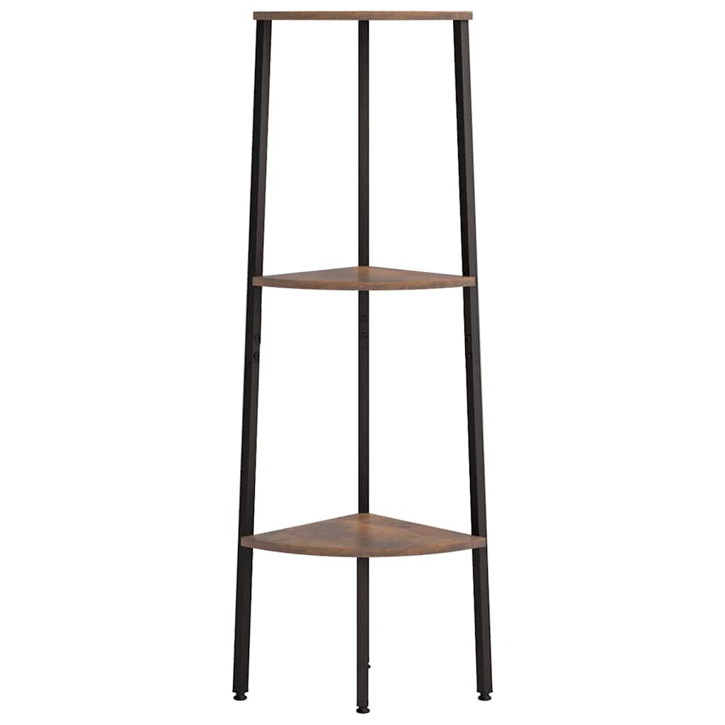 3-Tier Corner Shelf Dark Brown and Black 45,5x31,5x120 cm