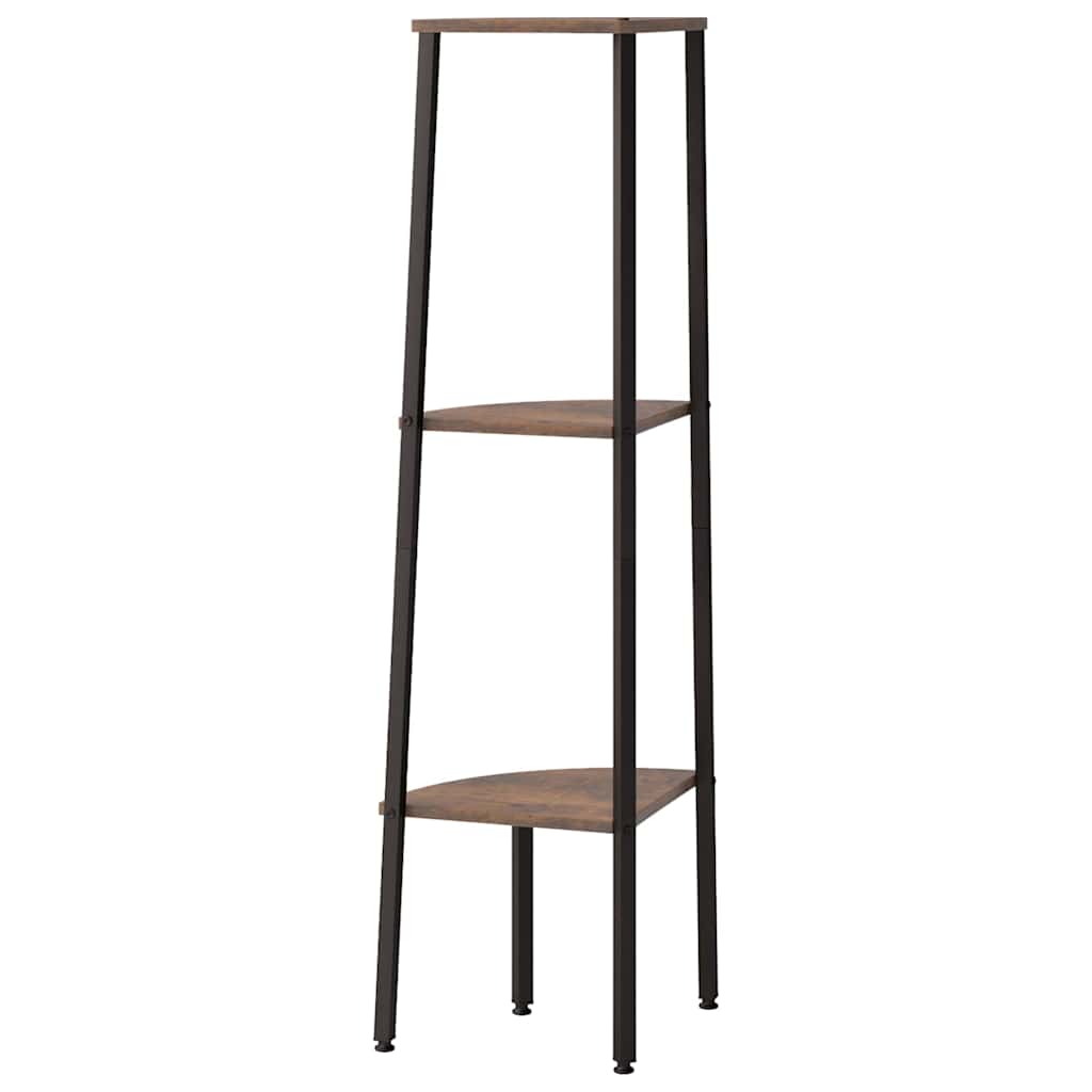 3-Tier Corner Shelf Dark Brown and Black 45,5x31,5x120 cm