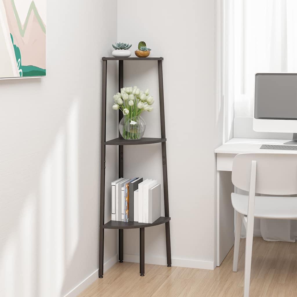 3-Tier Corner Shelf Black 45,5x31,5x120 cm