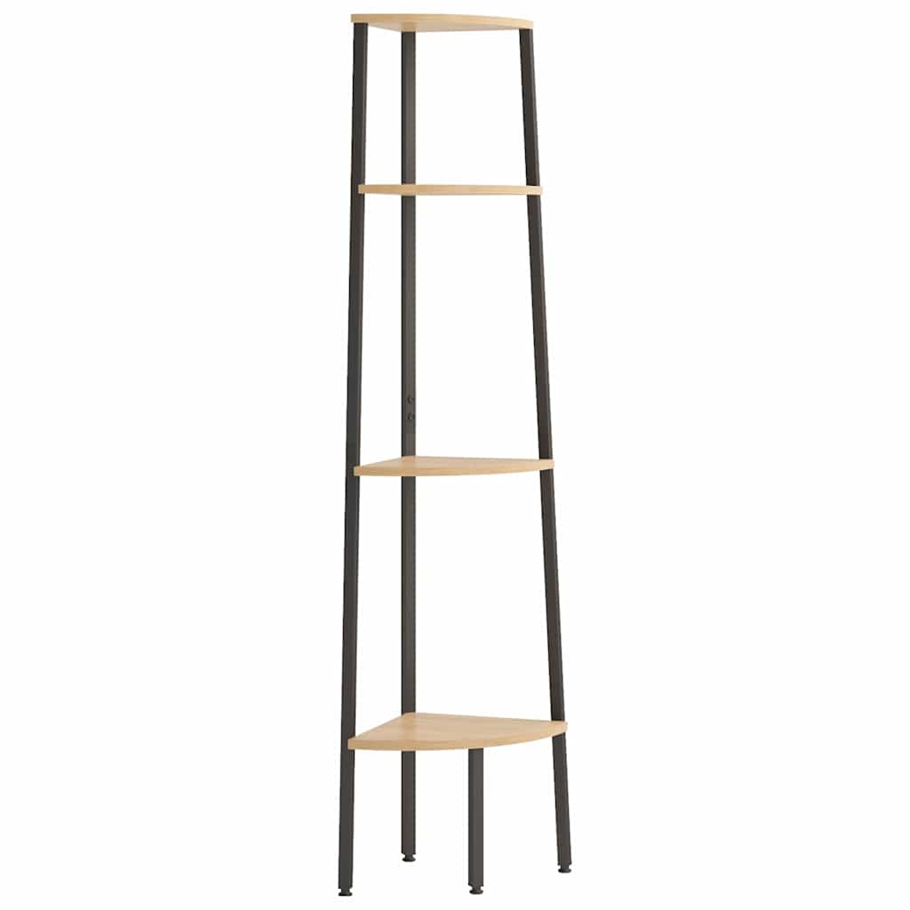 4-Tier Corner Shelf Light Brown and Black 45,5x31,5x150 cm