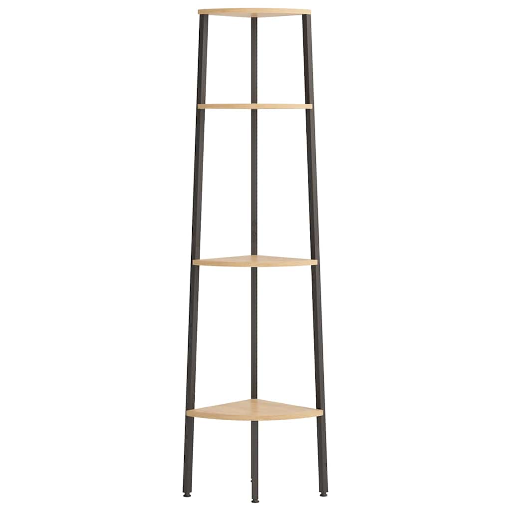 4-Tier Corner Shelf Light Brown and Black 45,5x31,5x150 cm