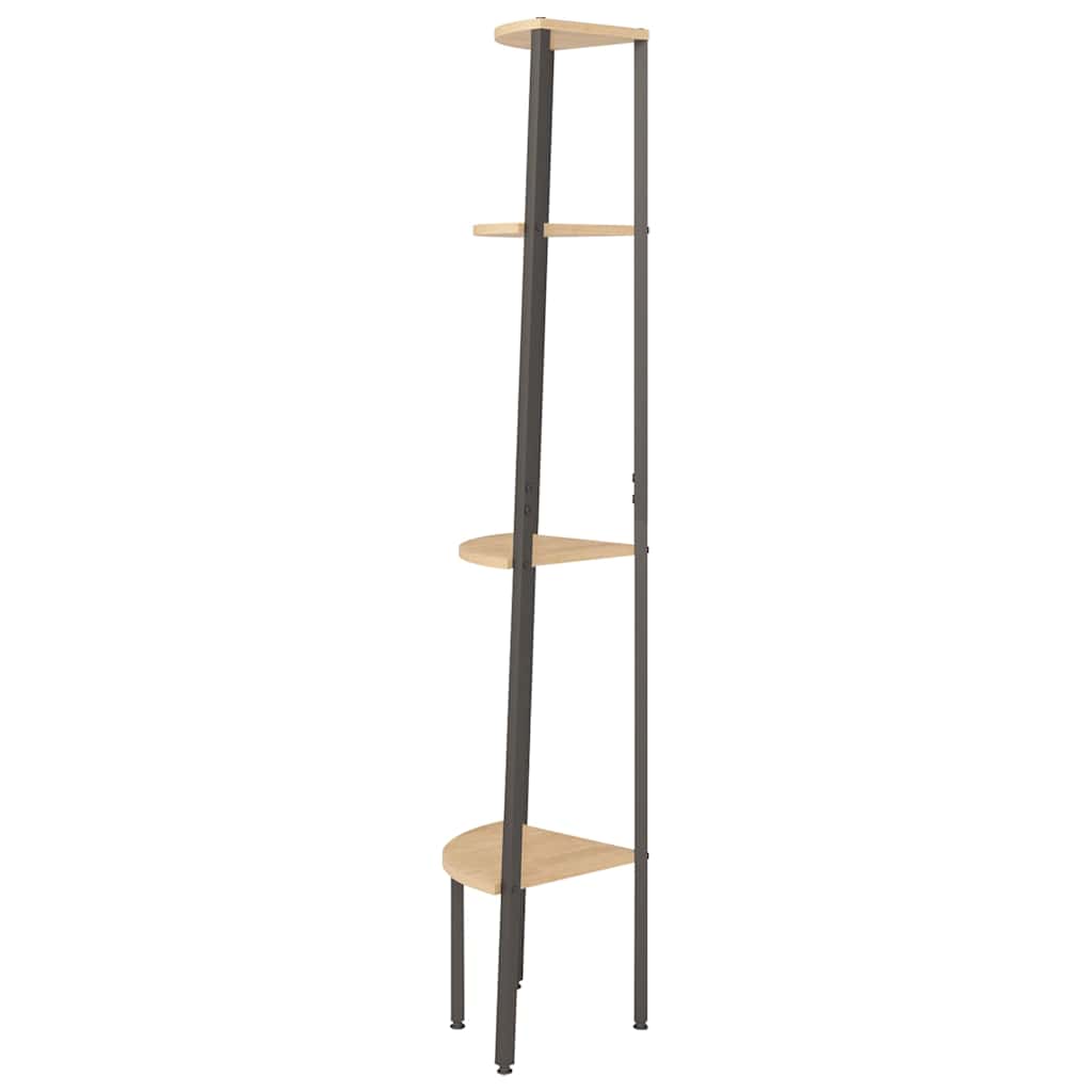 4-Tier Corner Shelf Light Brown and Black 45,5x31,5x150 cm