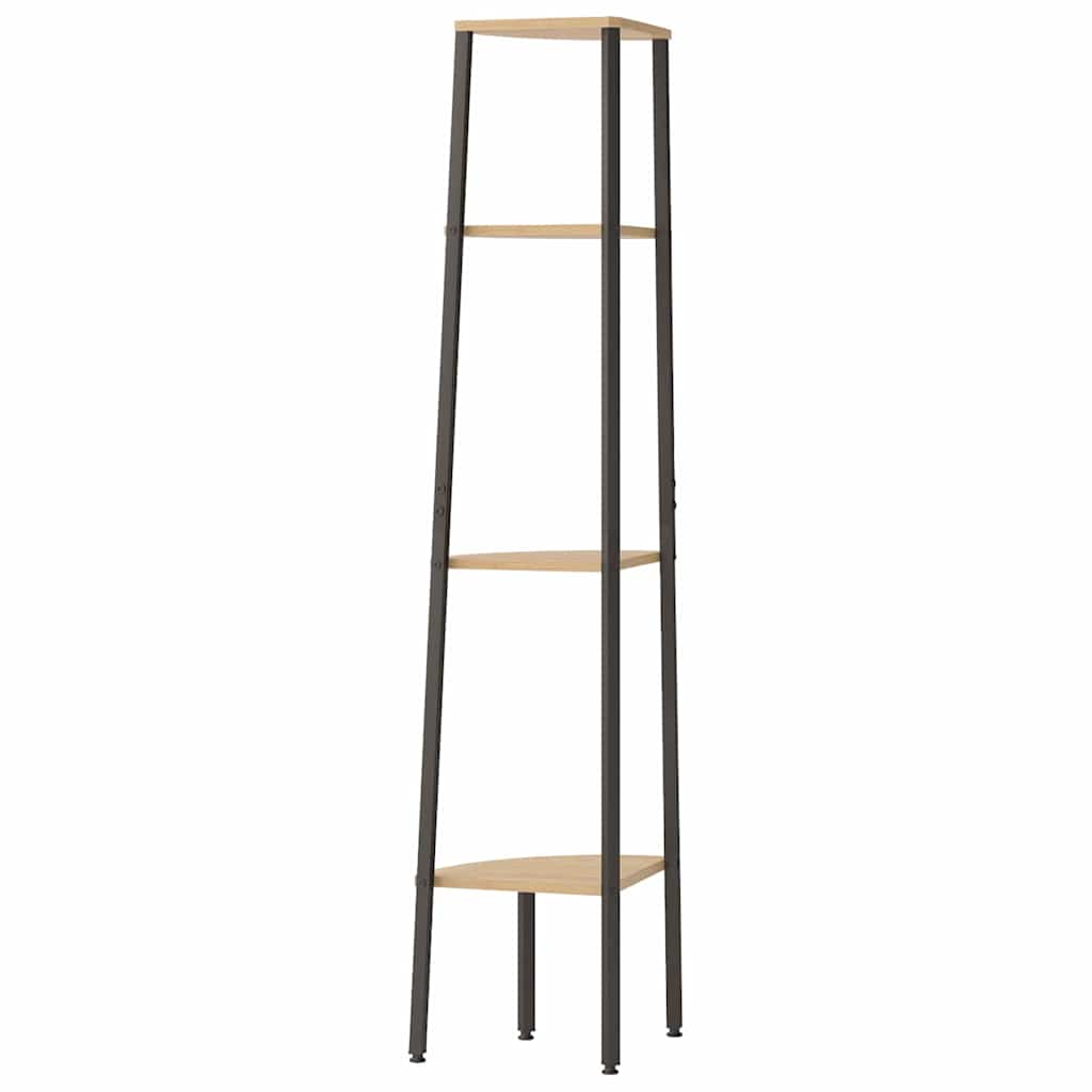 4-Tier Corner Shelf Light Brown and Black 45,5x31,5x150 cm