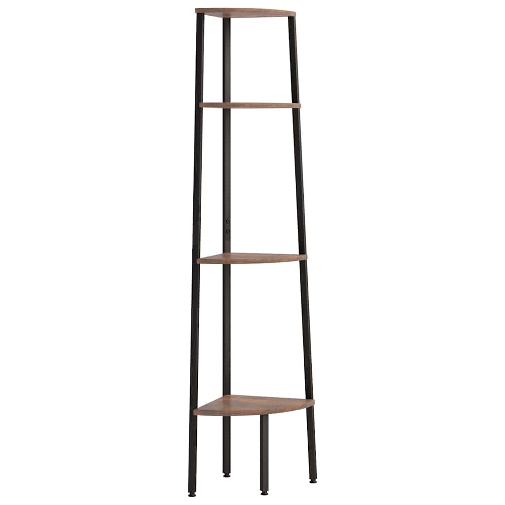 4-Tier Corner Shelf Dark Brown and Black 45,5x31,5x150 cm