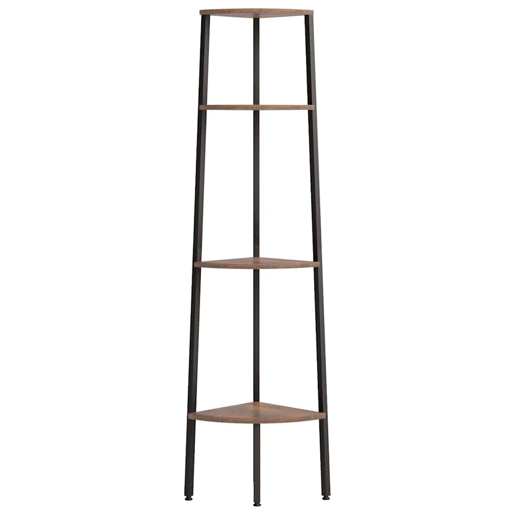4-Tier Corner Shelf Dark Brown and Black 45,5x31,5x150 cm