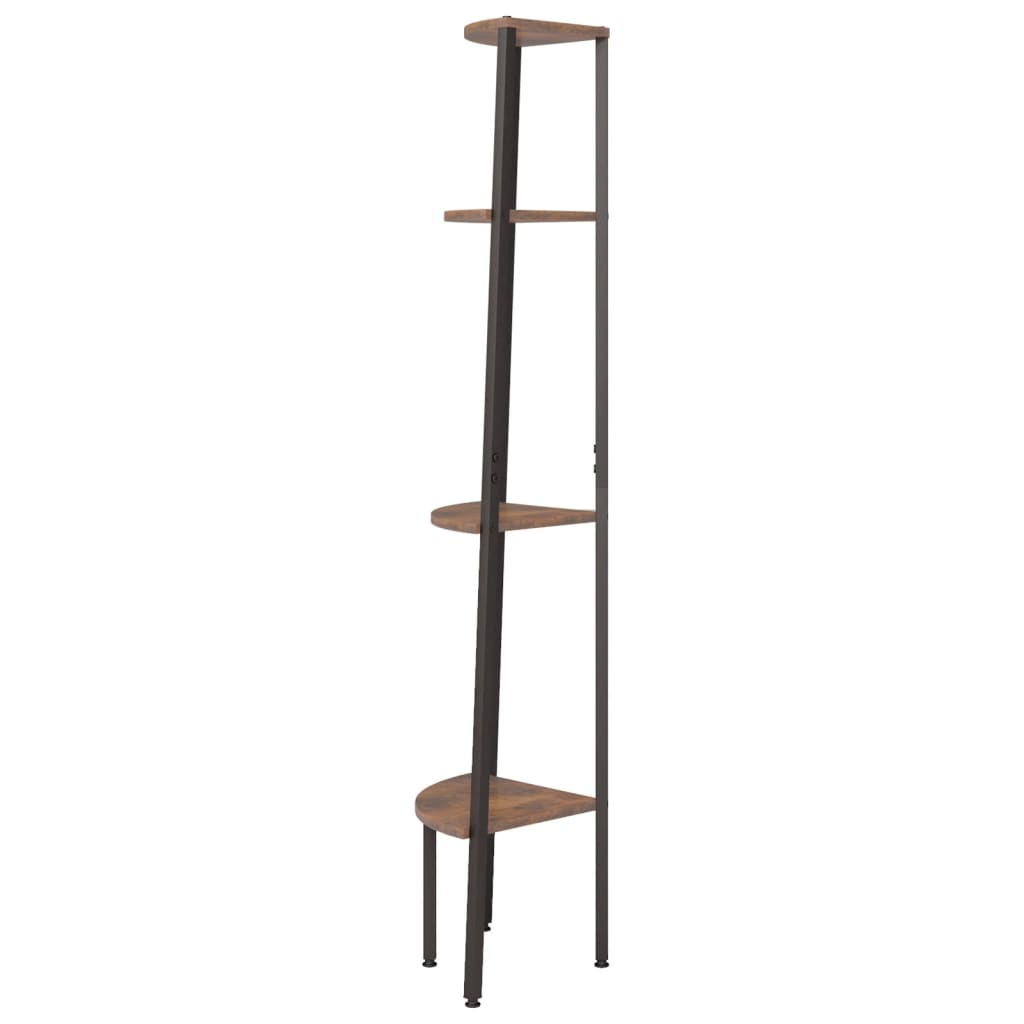 vidaXL 4-Tier Corner Shelf Dark Brown and Black 45.5x31.5x150 cm