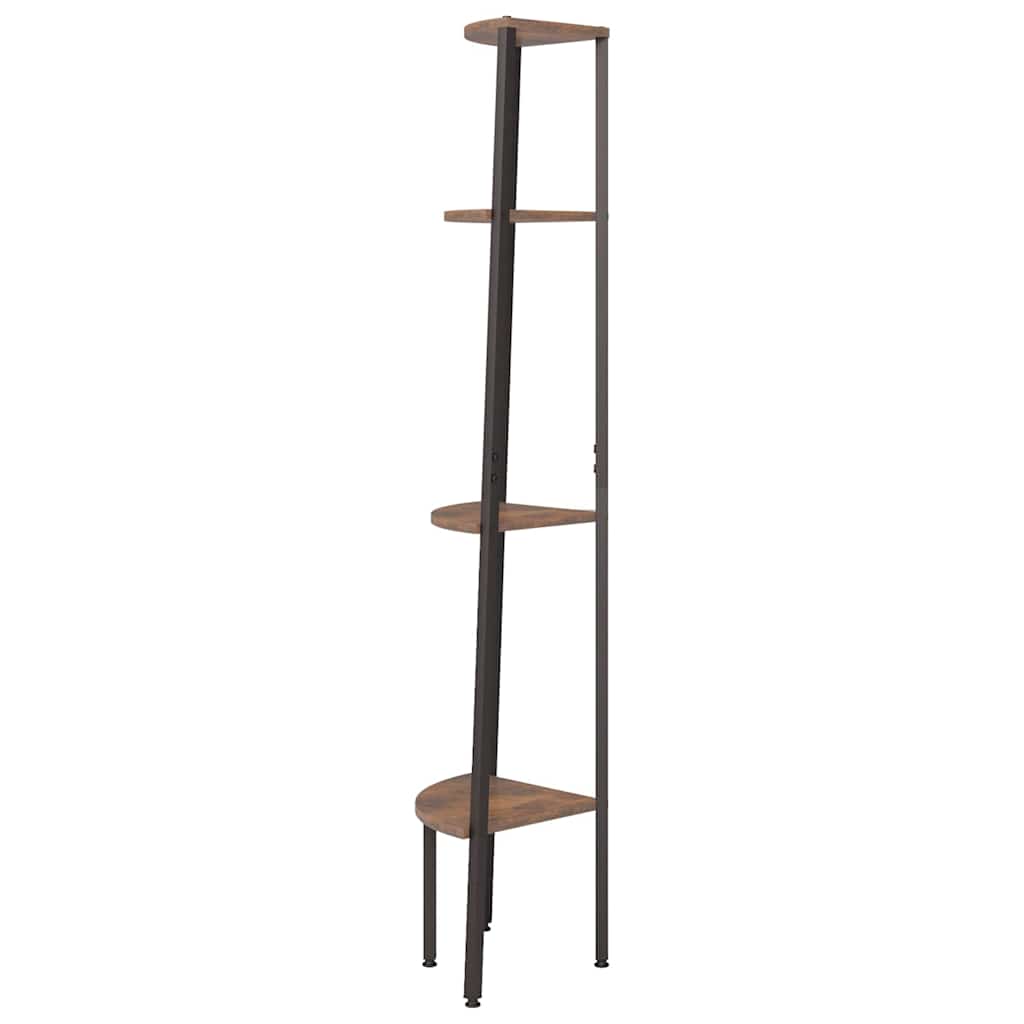 4-Tier Corner Shelf Dark Brown and Black 45,5x31,5x150 cm
