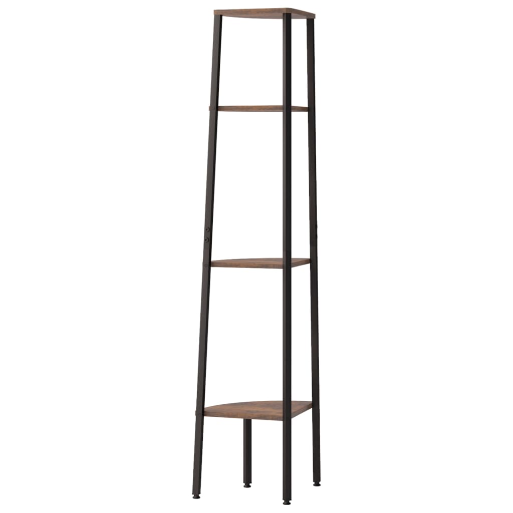 vidaXL 4-Tier Corner Shelf Dark Brown and Black 45.5x31.5x150 cm