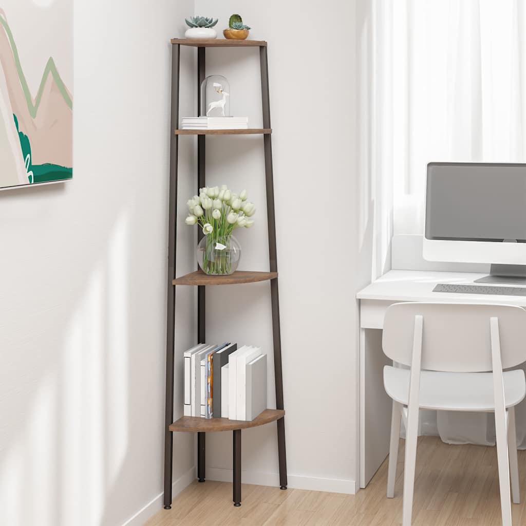 4-Tier Corner Shelf Dark Brown and Black 45,5x31,5x150 cm