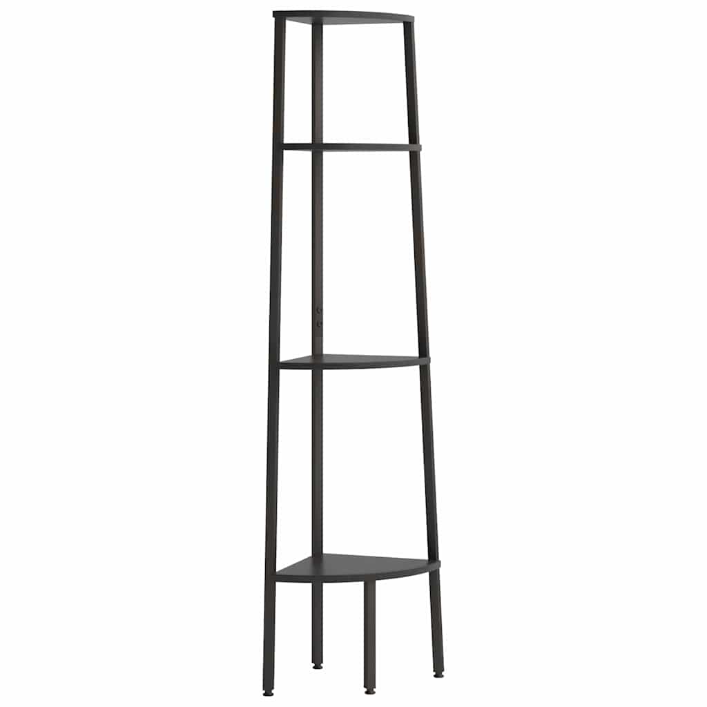 336393 vidaXL 4-Tier Corner Shelf Black 45,5x31,5x150 cm