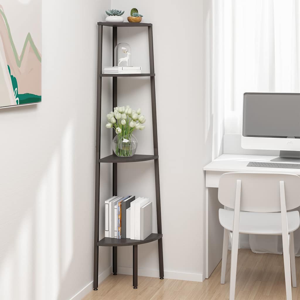 336393 vidaXL 4-Tier Corner Shelf Black 45,5x31,5x150 cm